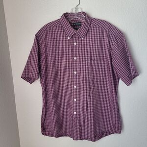Dockers Red Plaid Short Sleeved Shirt Men's Size L